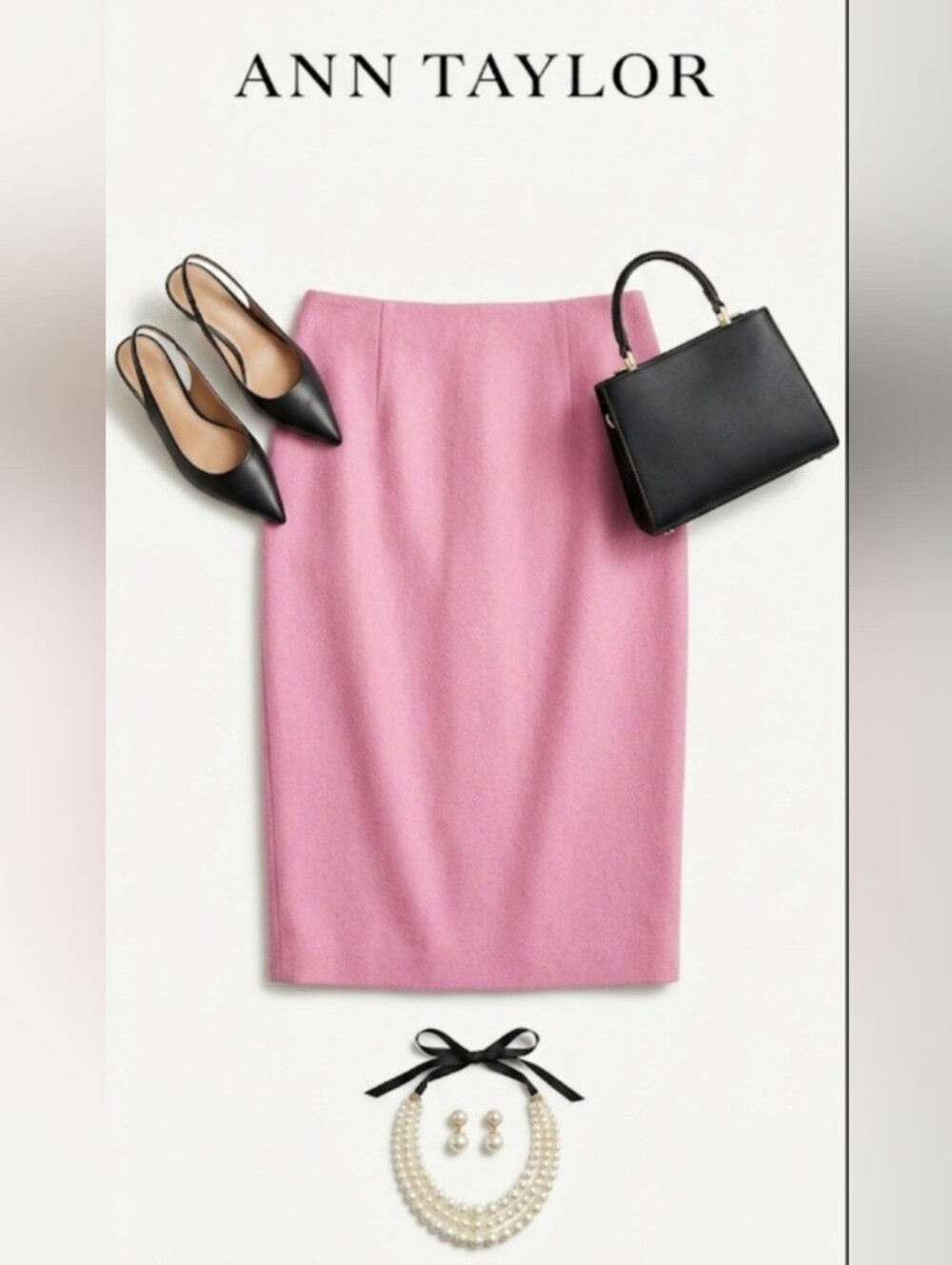 NWT! Ann Taylor Elegant Pink Wool Midi Pencil Skirt!!
